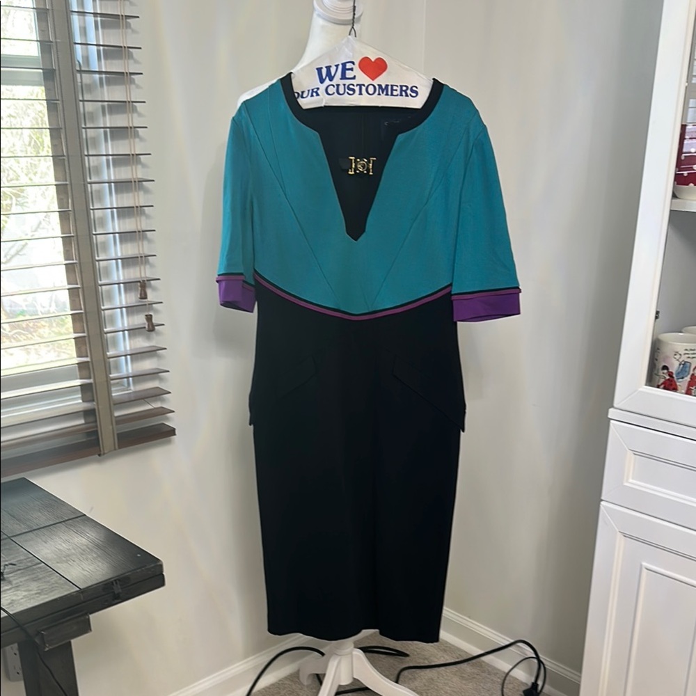 Second spring event: Roberto Cavalli Teal and Black Dress runway collection 2015